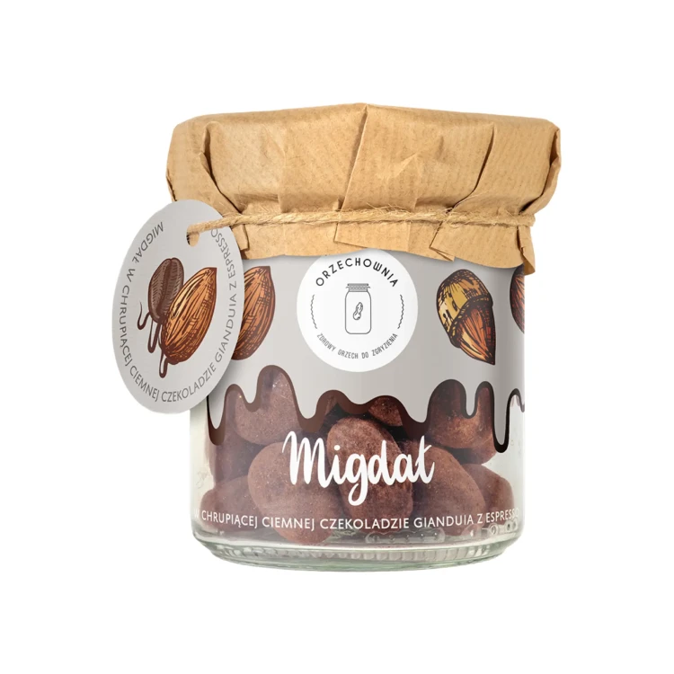 Orzechownia | Migdał w chrupiącej ciemnej czekoladzie Gianduia z espresso | 150 g-1.webp