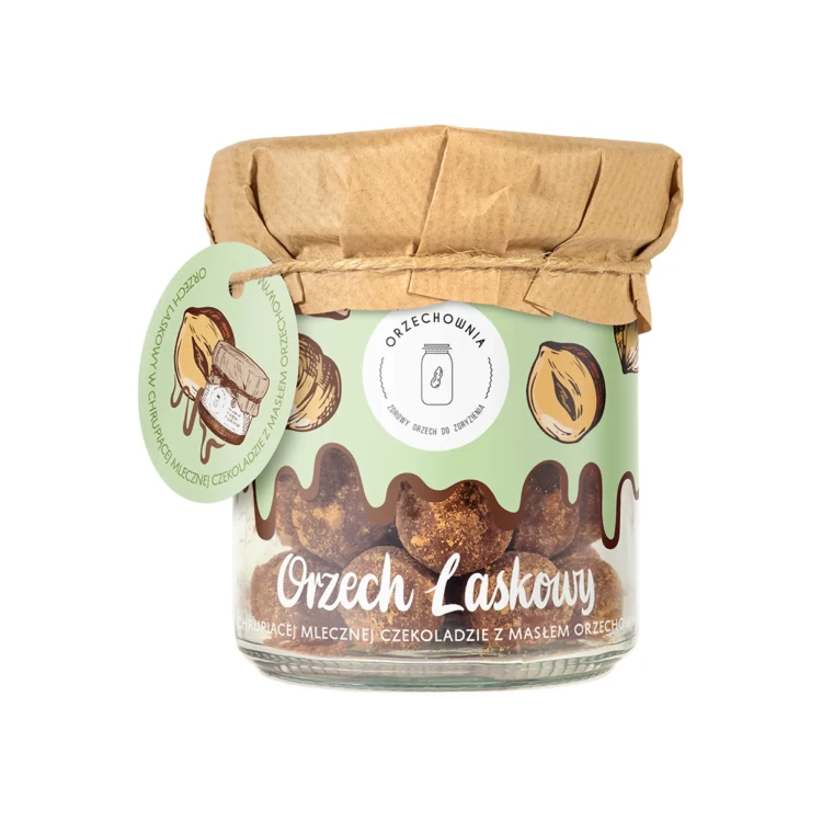 Orzechownia | Orzech laskowy w chrupiącej mlecznej czekoladzie z masłem orzechowym | 150 g-1.webp